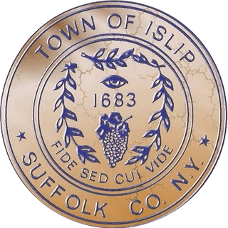 The Town of Islip seal — an 'eye' and a 'slip' of a plant — designed by Abraham Gardiner Thompson in 1883